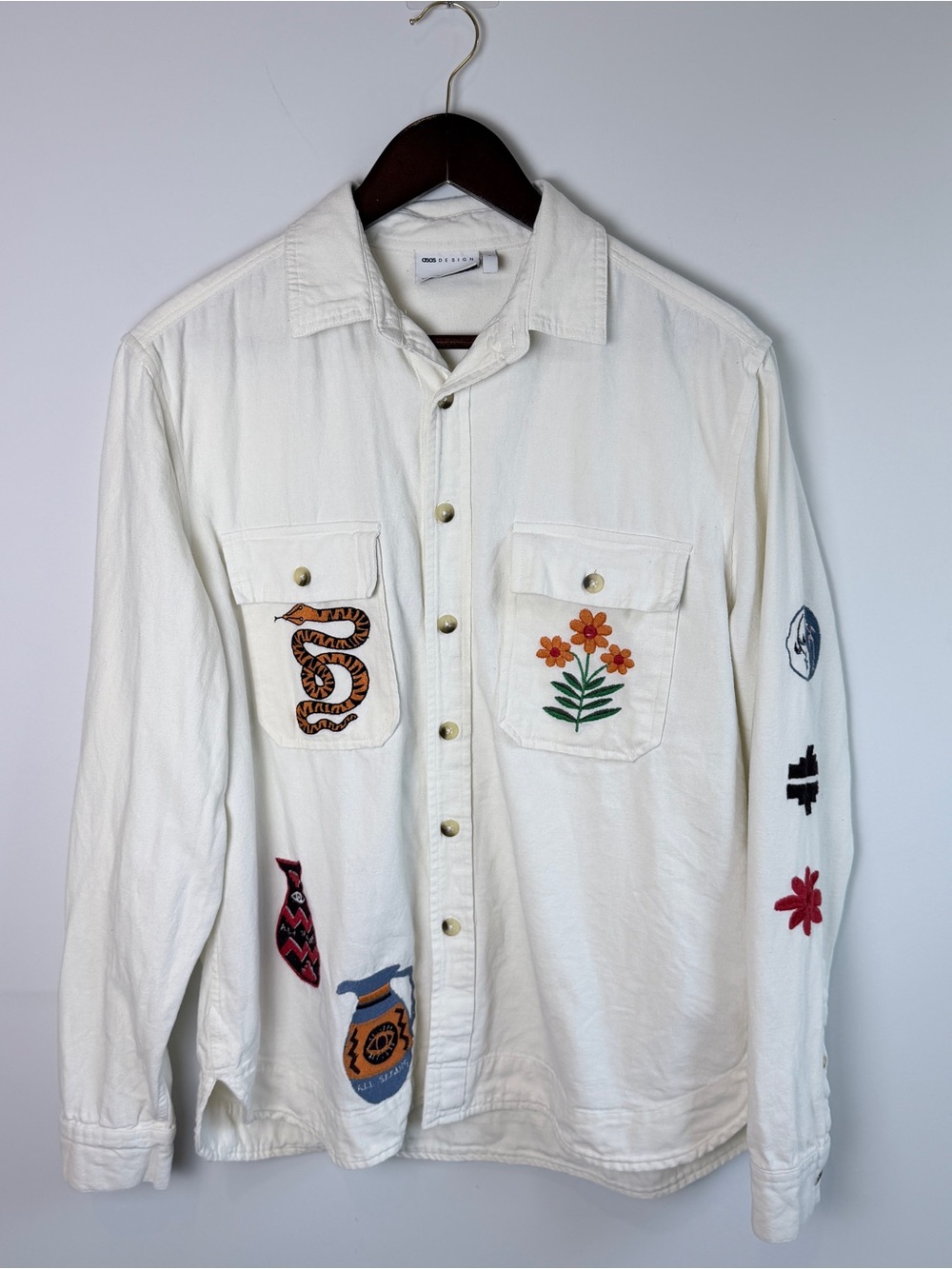 ASOS Design Men's Embroidered Long Sleeve Shirt